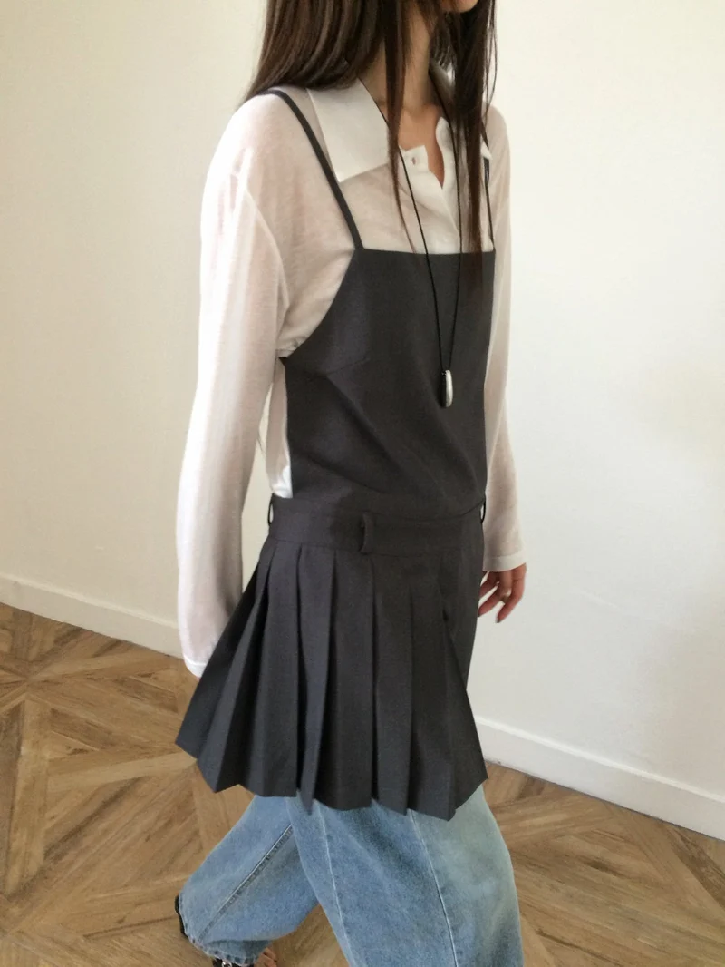 Anou Pleated Hem Mini Slip Dress with Back Strap Detail