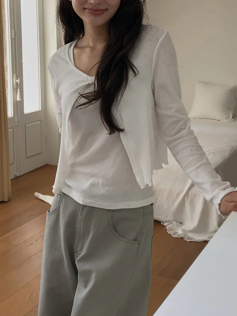 Dressroom Frill Layered Detail Cropped Long Sleeve Top