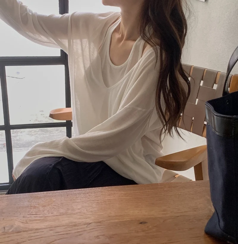 Dressroom V-Neck Layered Look Long Sleeve Knit Top