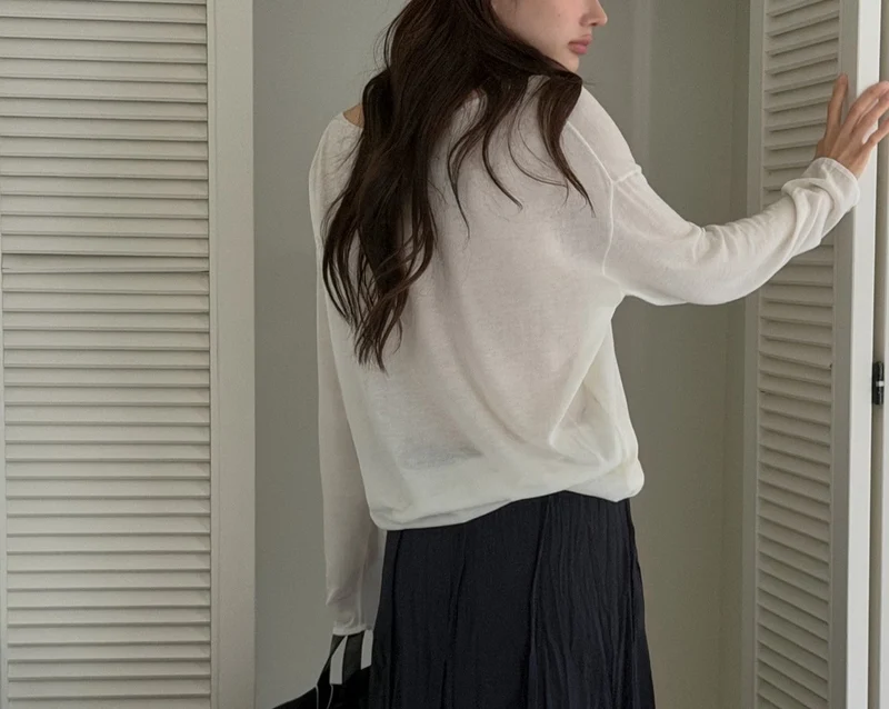 Dressroom V-Neck Layered Look Long Sleeve Knit Top