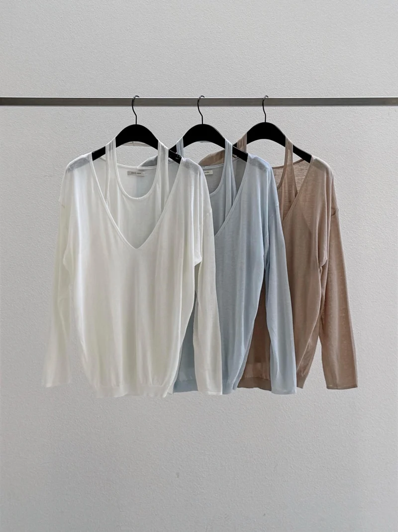 Dressroom V-Neck Layered Look Long Sleeve Knit Top