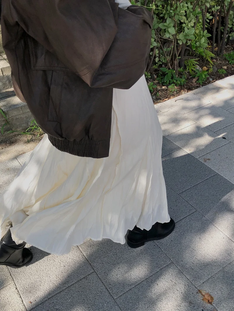 Dressroom Elastic Waist Crinkle Texture Maxi Flare Skirt