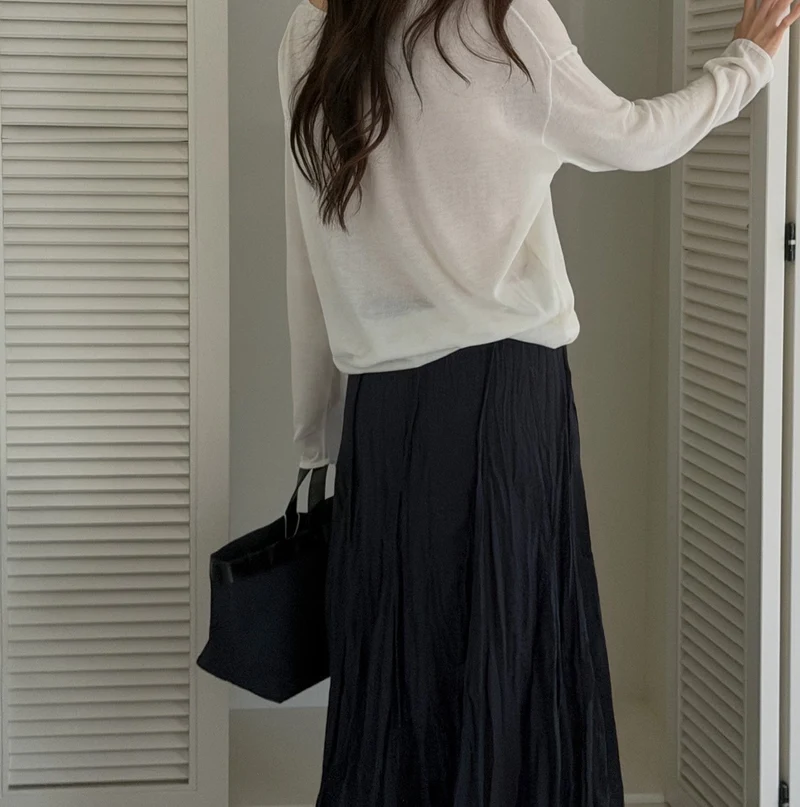 Dressroom Elastic Waist Crinkle Texture Maxi Flare Skirt