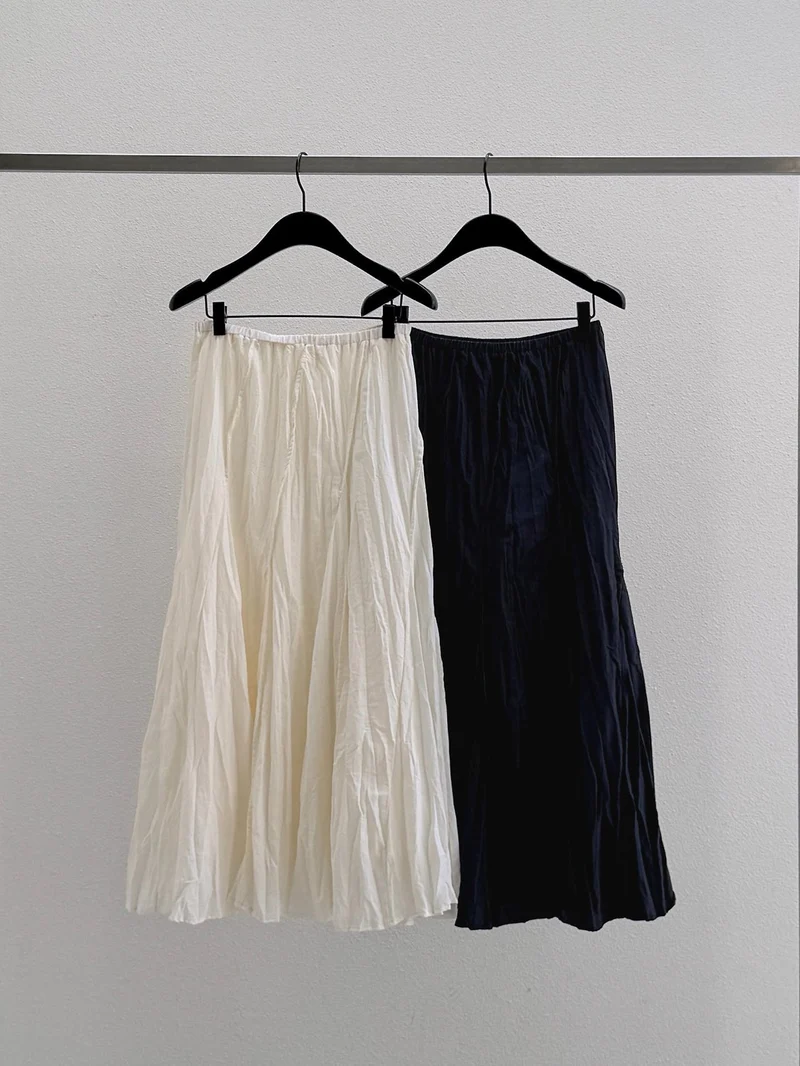 Dressroom Elastic Waist Crinkle Texture Maxi Flare Skirt