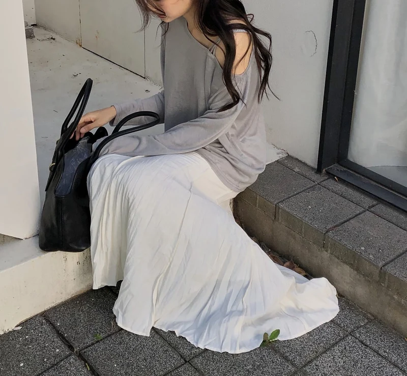 Dressroom Off Shoulder Strap Detail Long Sleeve Top