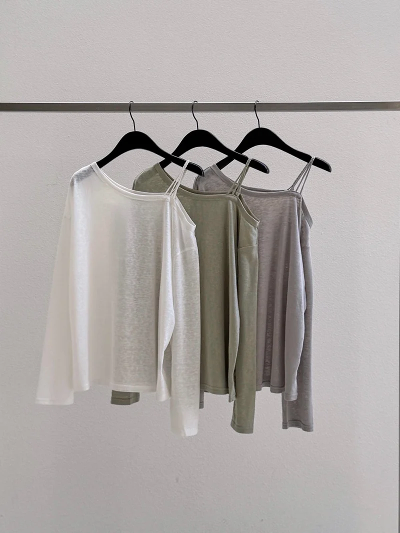 Dressroom Off Shoulder Strap Detail Long Sleeve Top