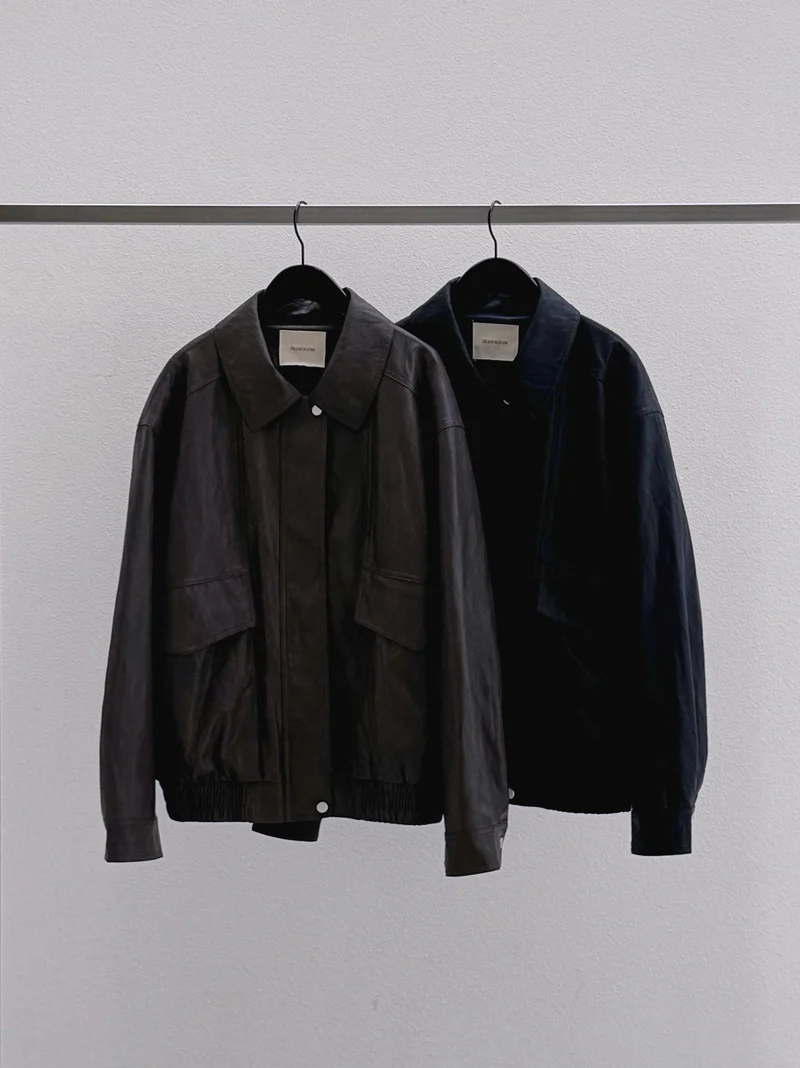 Dressroom Oversized Wide Collar Faux Leather Blouson Jacket