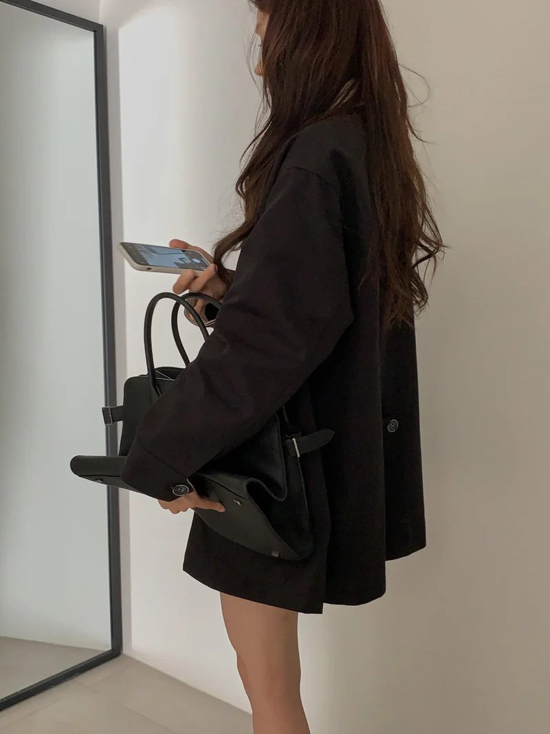 Dressroom Oversized Contrast Collar Corduroy Trim Long Coat