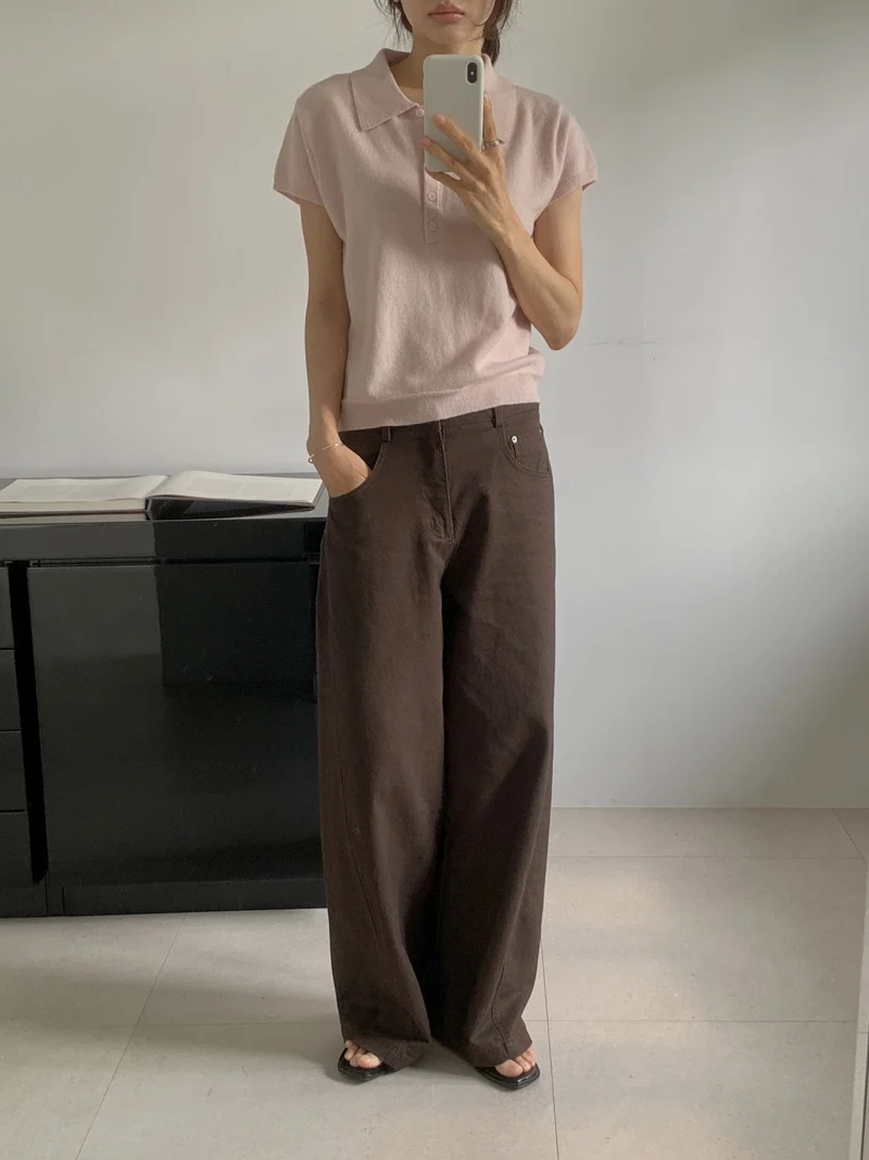 Dressroom High Waist Wide Leg Cotton Pants