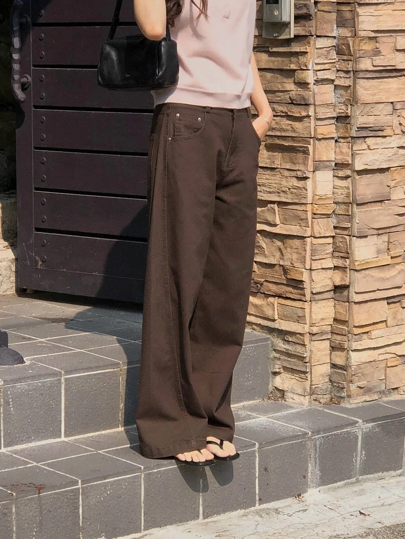 Dressroom High Waist Wide Leg Cotton Pants