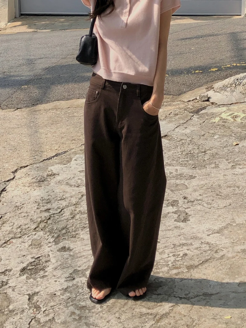 Dressroom High Waist Wide Leg Cotton Pants