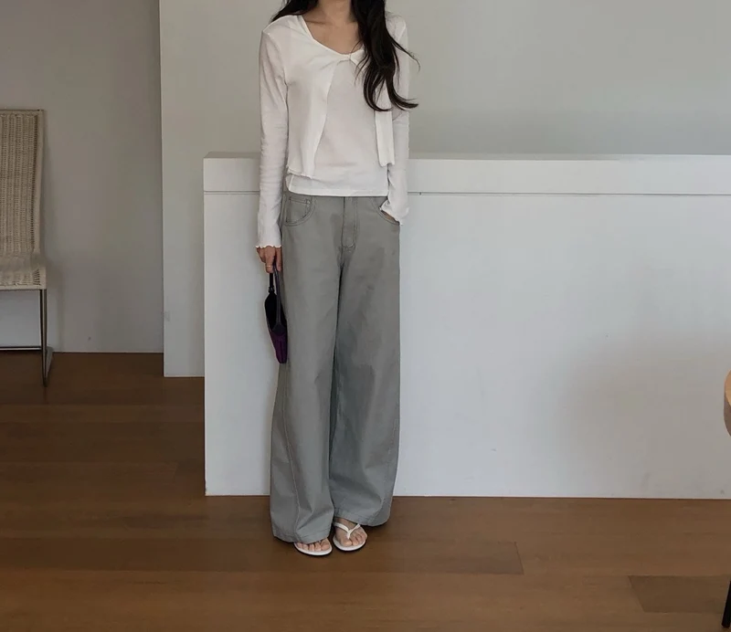 Dressroom High Waist Wide Leg Cotton Pants