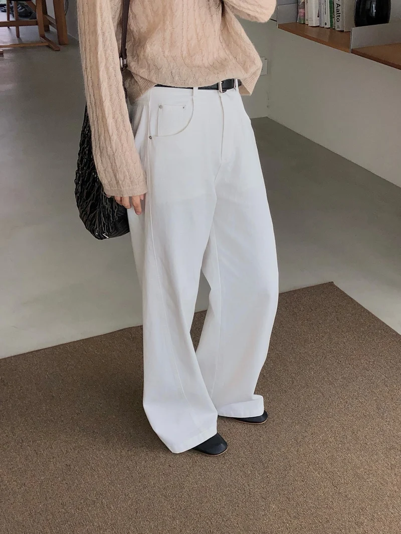 Dressroom High Waist Wide Leg Cotton Pants