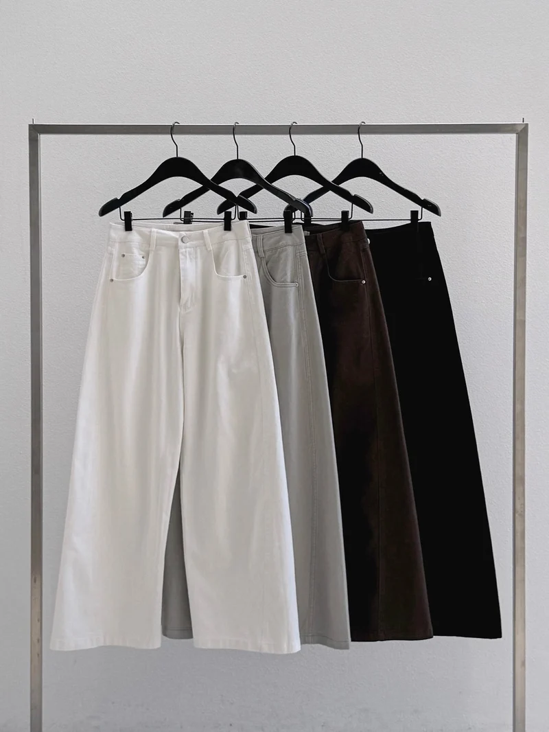 Dressroom High Waist Wide Leg Cotton Pants