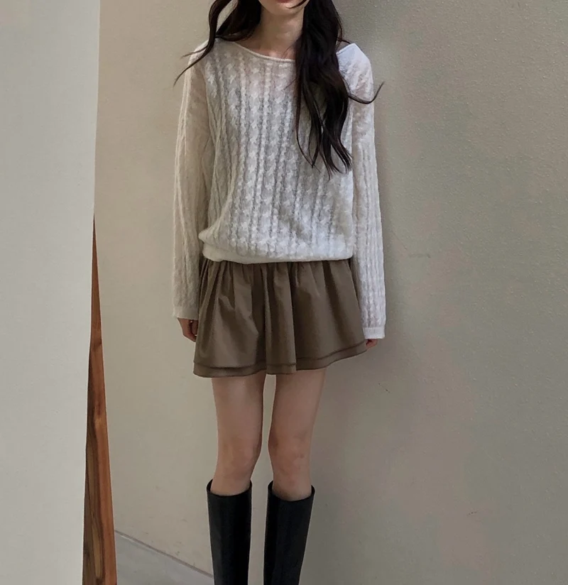 Dressroom Wide Boat Neck Cable Knit Sweater