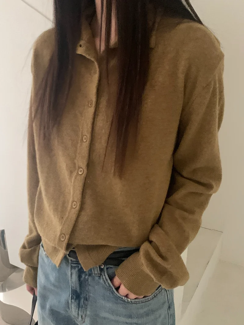 Near&Dear Half Turtleneck Button Front Cropped Knit Cardigan