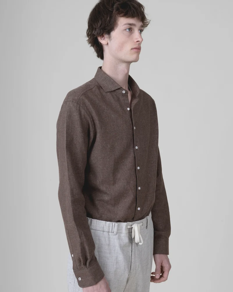 Pantalon à lacet Amovible "Laganas" Piqué en Coton Lin Elasthanne Café & Beige