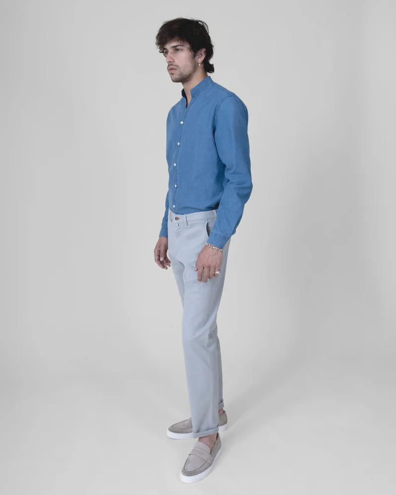 Pantalon "Pornichet E26" Chino Gris Clair Coupe Classique