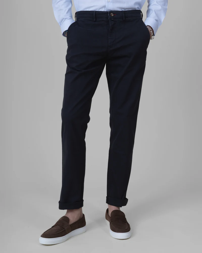 Pantalon "Pornichet E26" Chino Bleu Marine Coupe Classique