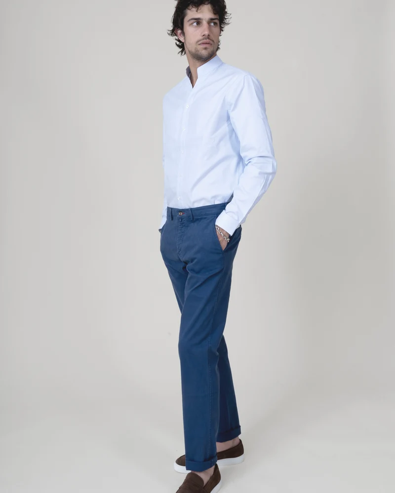 Pantalon "Pornichet E26" Chino Bleu Indigo Coupe Classique