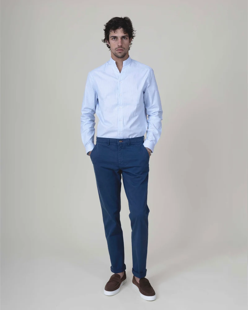 Pantalon "Pornichet E26" Chino Bleu Indigo Coupe Classique