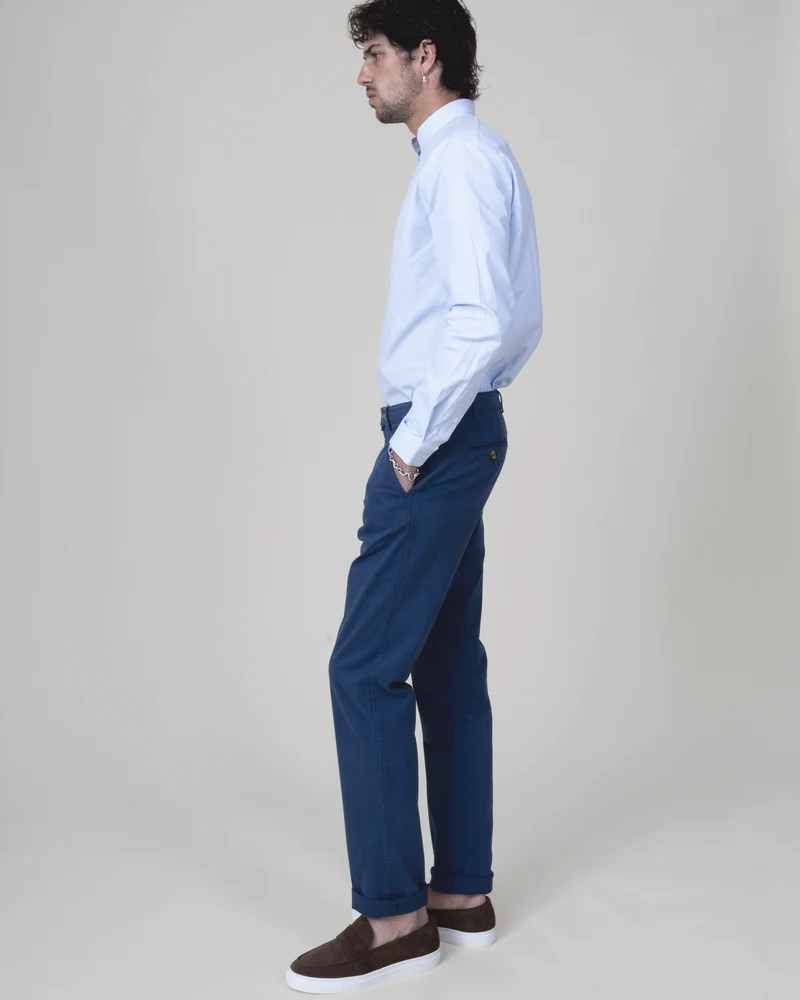 Pantalon "Pornichet E26" Chino Bleu Indigo Coupe Classique