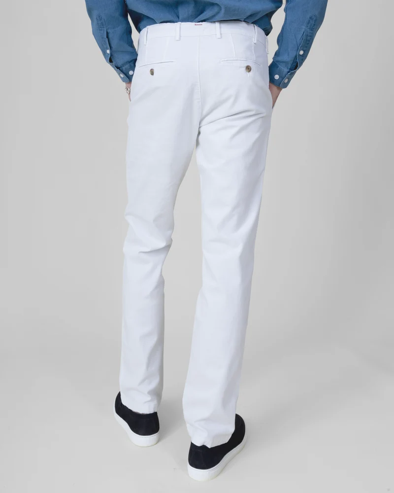 Pantalon "Pornichet E26" Chino Blanc Coupe Classique