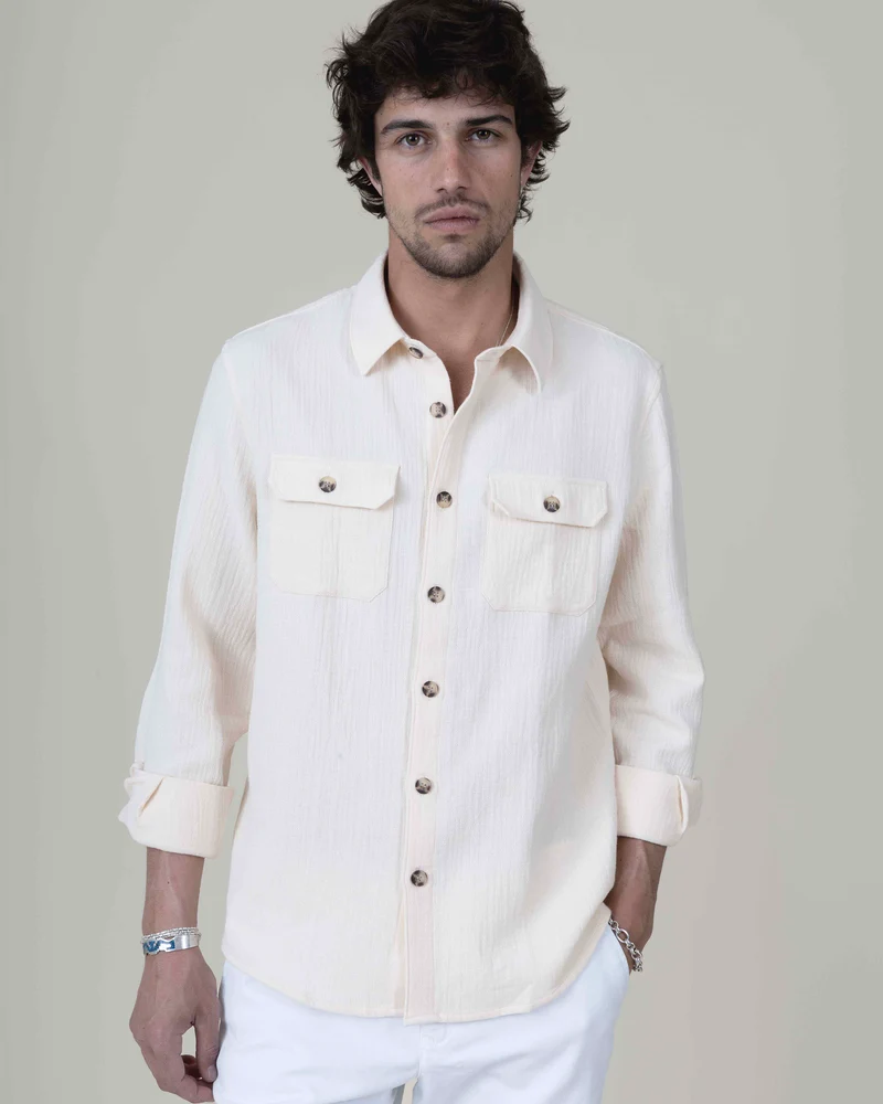 SURCHEMISE ALEX BEIGE MATIÈRE GAUFRÉE
