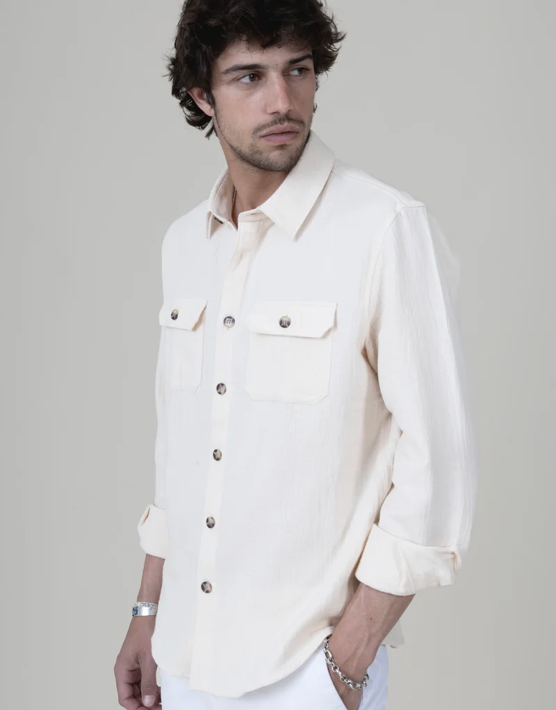 SURCHEMISE ALEX BEIGE MATIÈRE GAUFRÉE