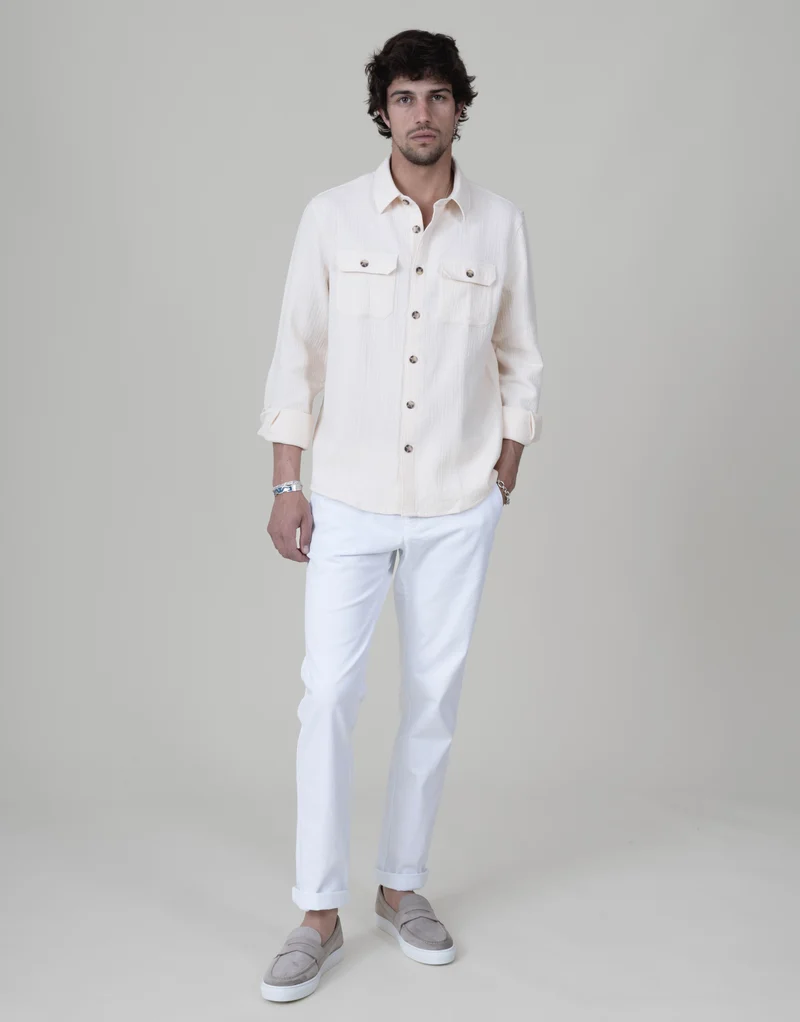 SURCHEMISE ALEX BEIGE MATIÈRE GAUFRÉE
