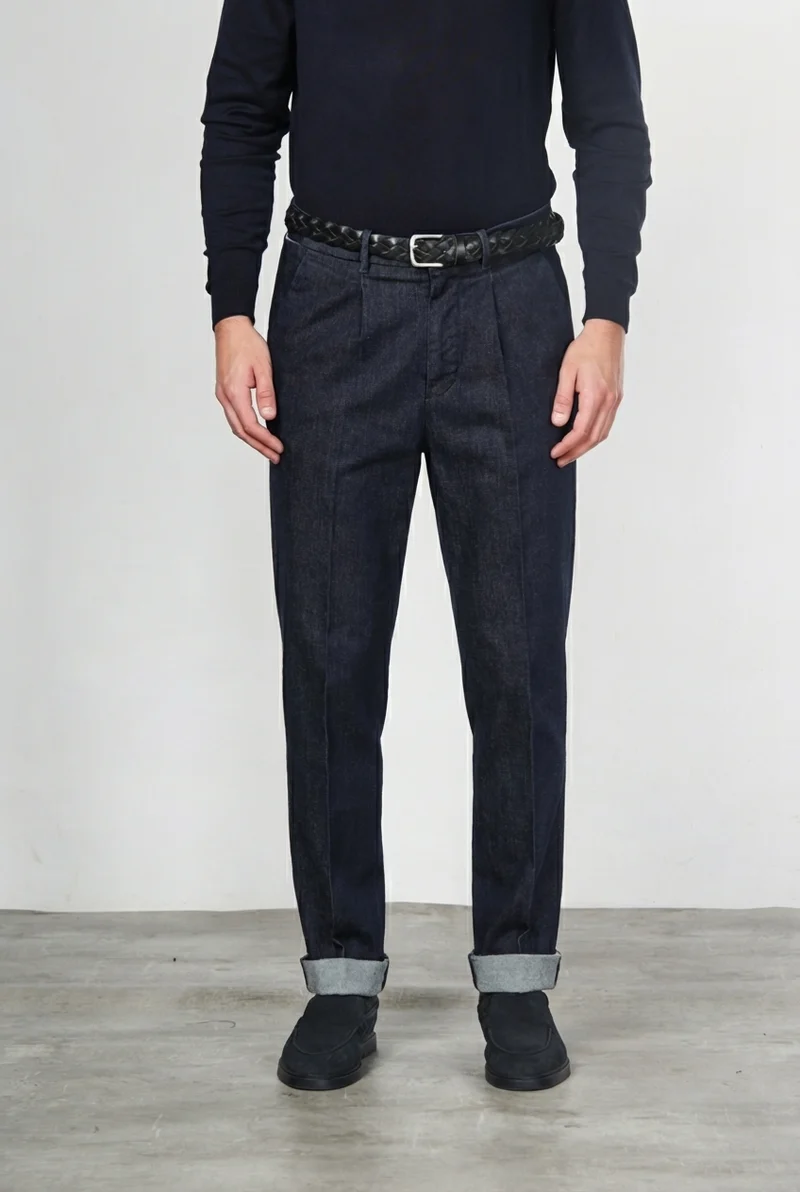 Pinces pantalon chino homme en techno denim stretch relaxed fit