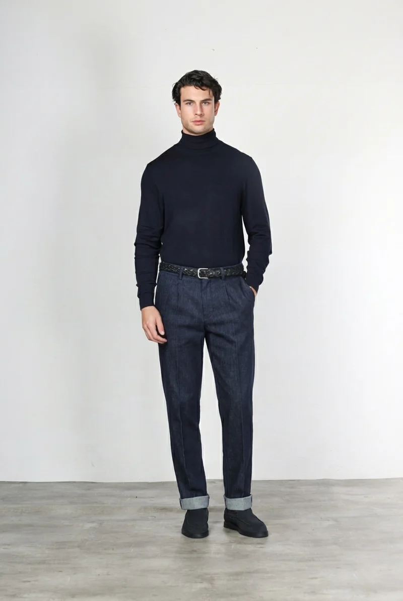 Pinces pantalon chino homme en techno denim stretch relaxed fit