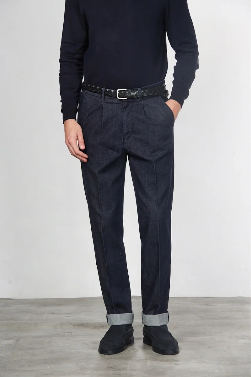 Pinces pantalon chino homme en techno denim stretch relaxed fit