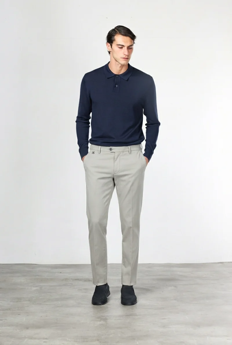 New York pantalon chino homme en twill de coton et cachemire regular fit
