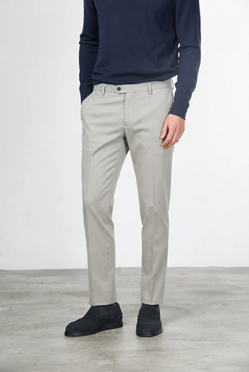 New York pantalon chino homme en twill de coton et cachemire regular fit