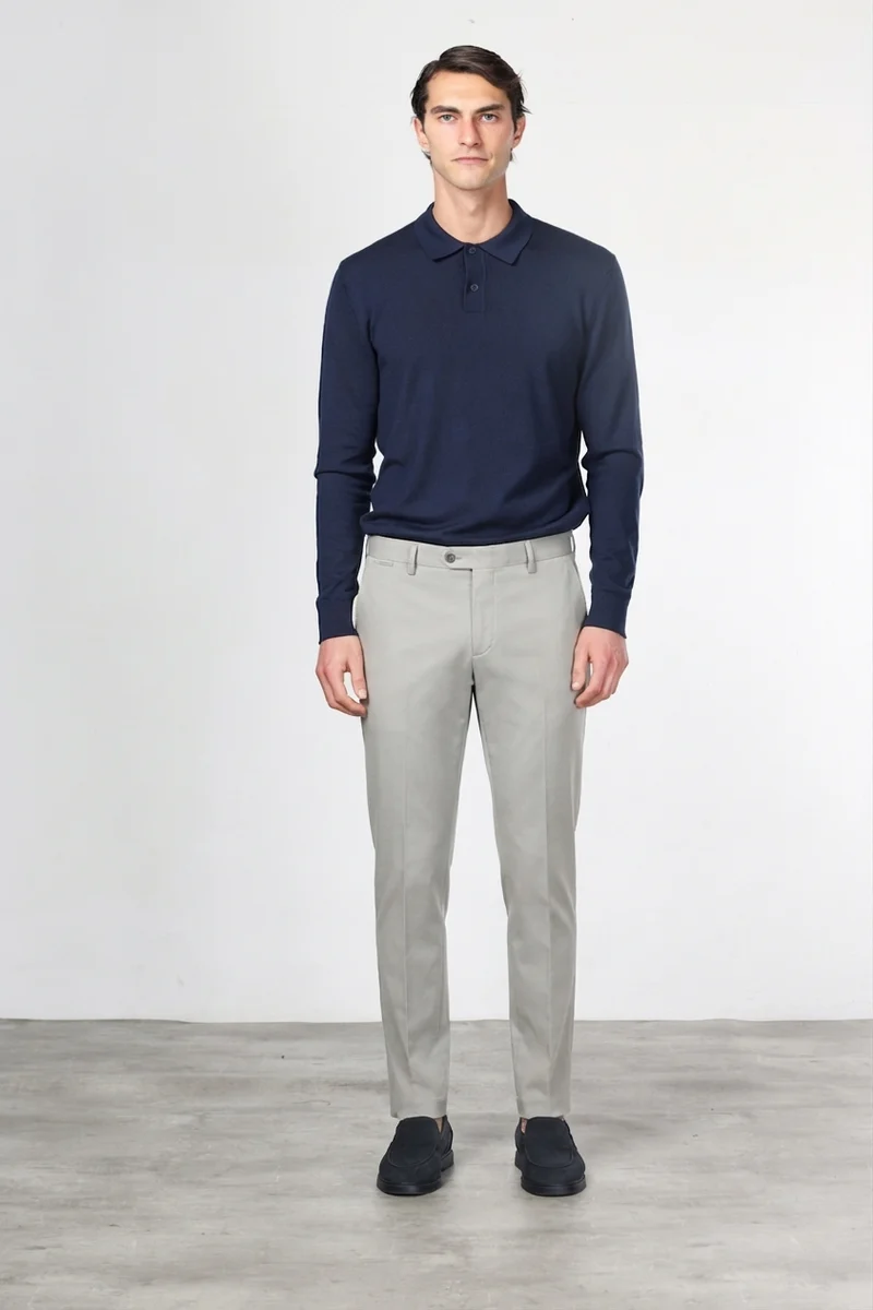 New York pantalon chino homme en twill de coton et cachemire regular fit