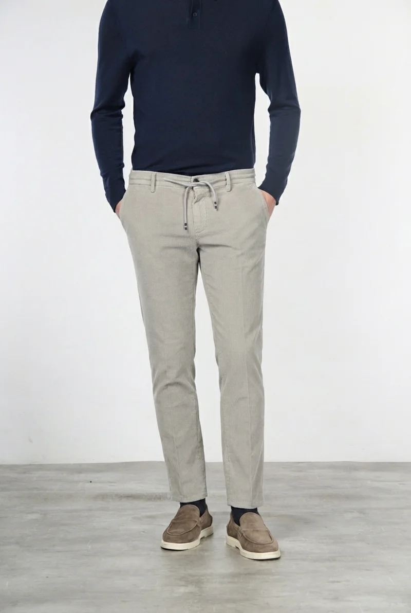 Milano Jogger pantalon chino homme en velours 500 raies extra slim fit