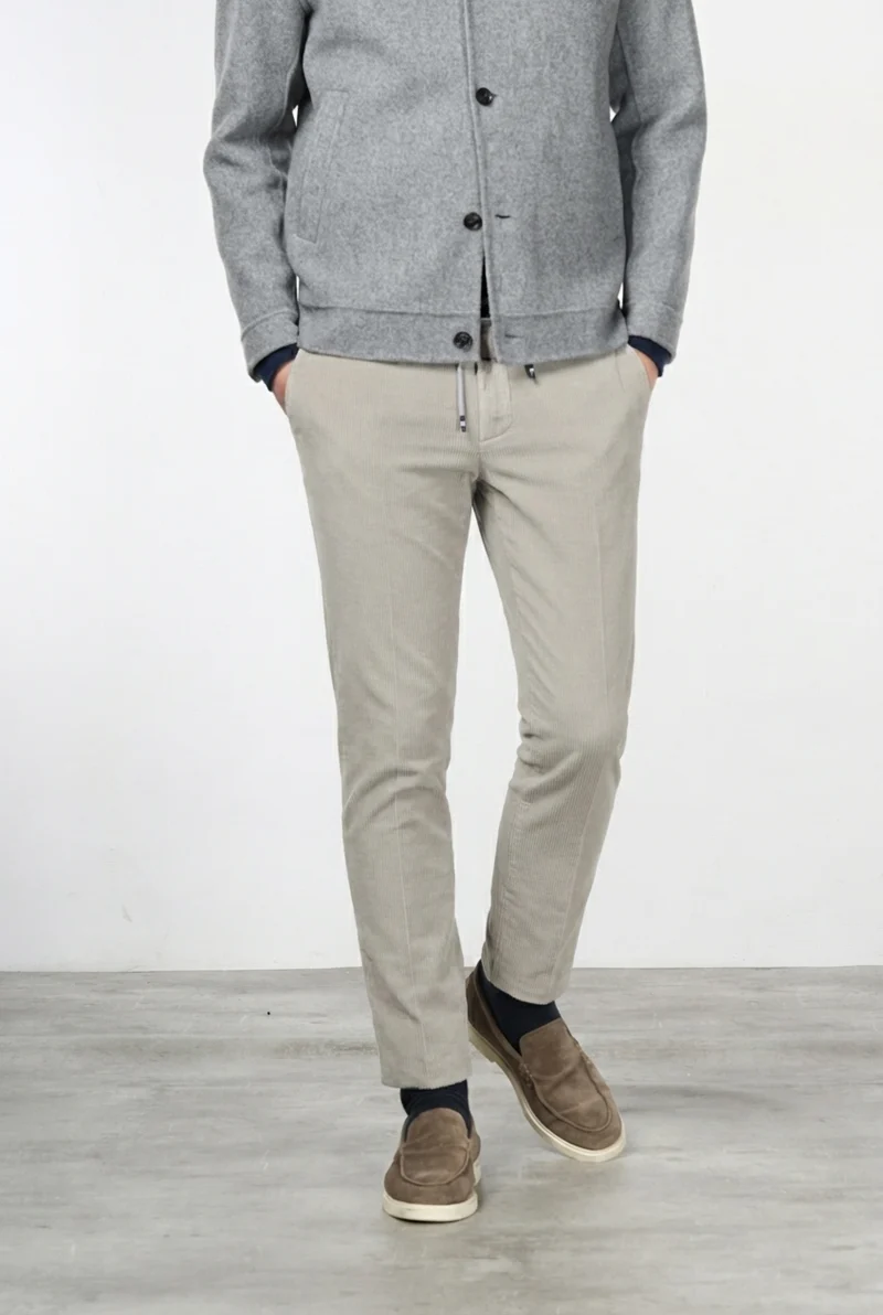 Milano Jogger pantalon chino homme en velours 500 raies extra slim fit
