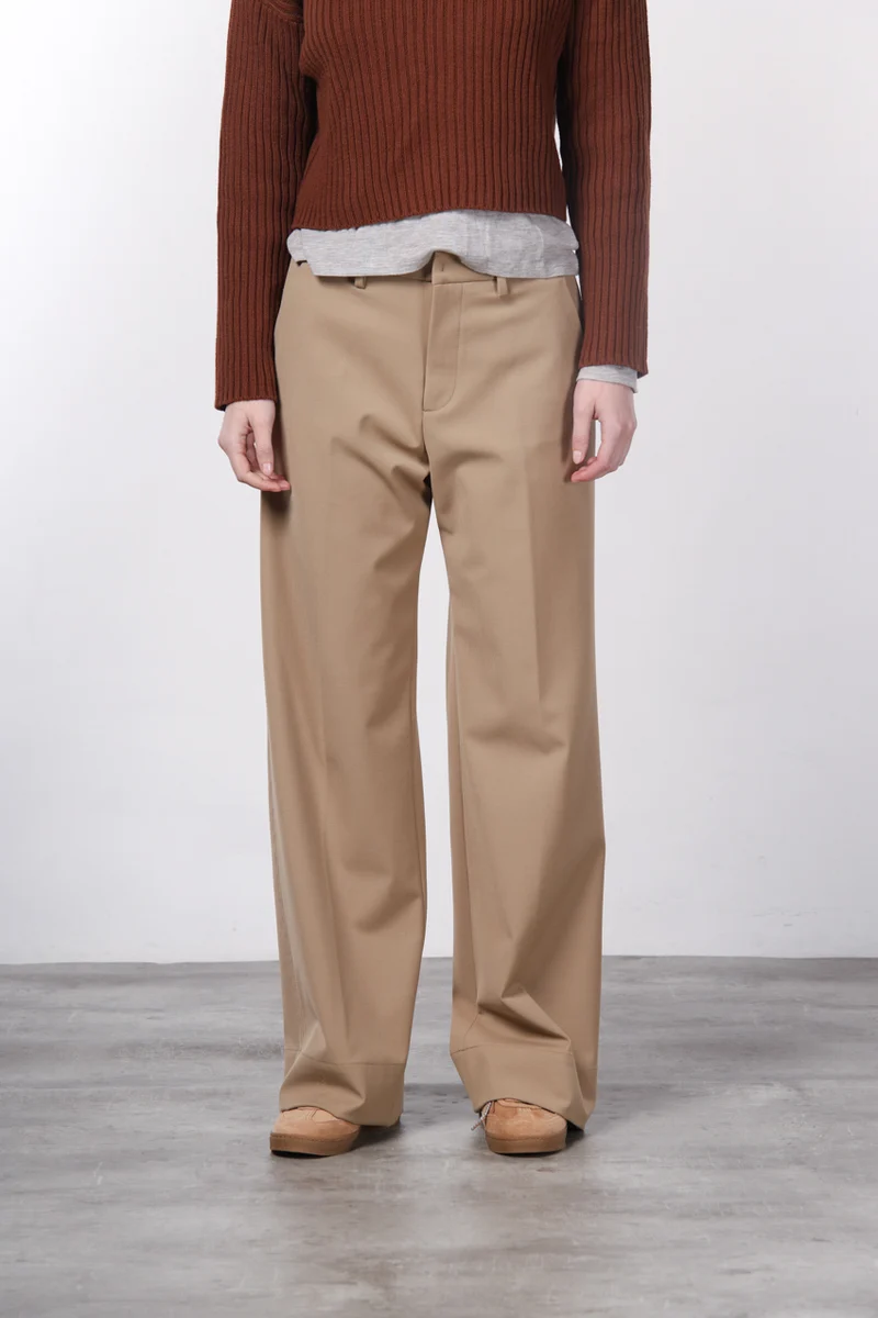 Pantalon Chino Femme New York Studio Tailored en Laine Coupe Straight
