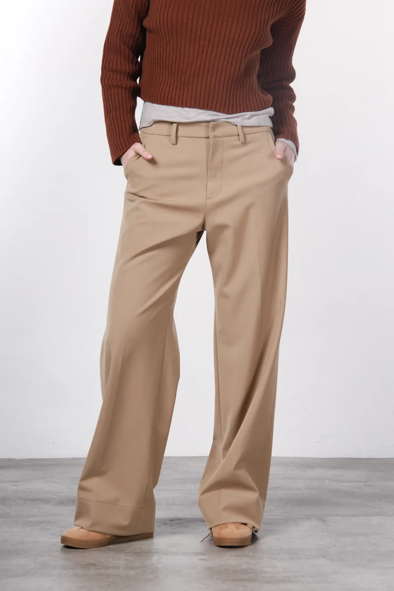 Pantalon Chino Femme New York Studio Tailored en Laine Coupe Straight