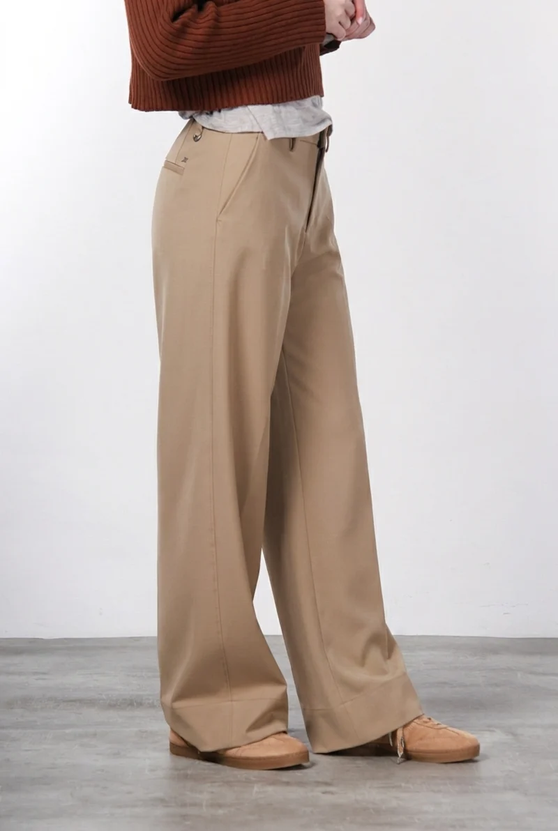 Pantalon Chino Femme New York Studio Tailored en Laine Coupe Straight