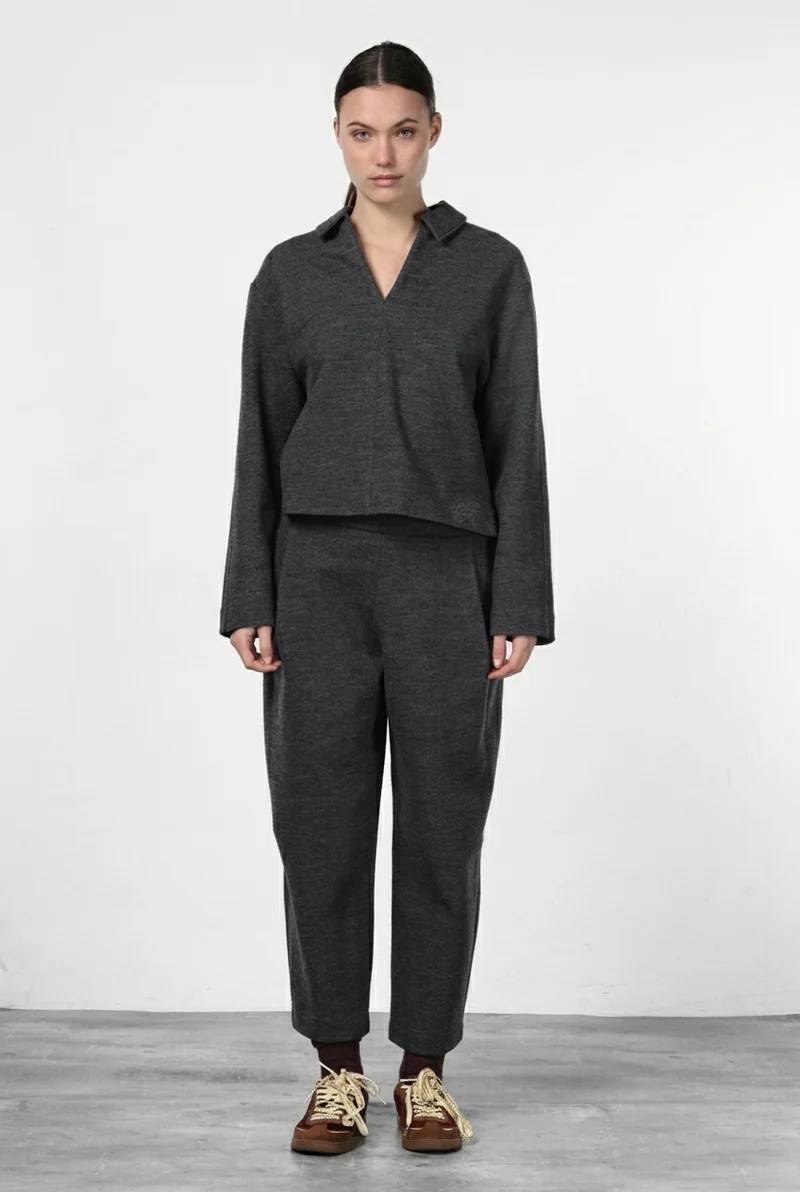 Pantalon Chino Femme en Tissu Jersey Coupe Balloon