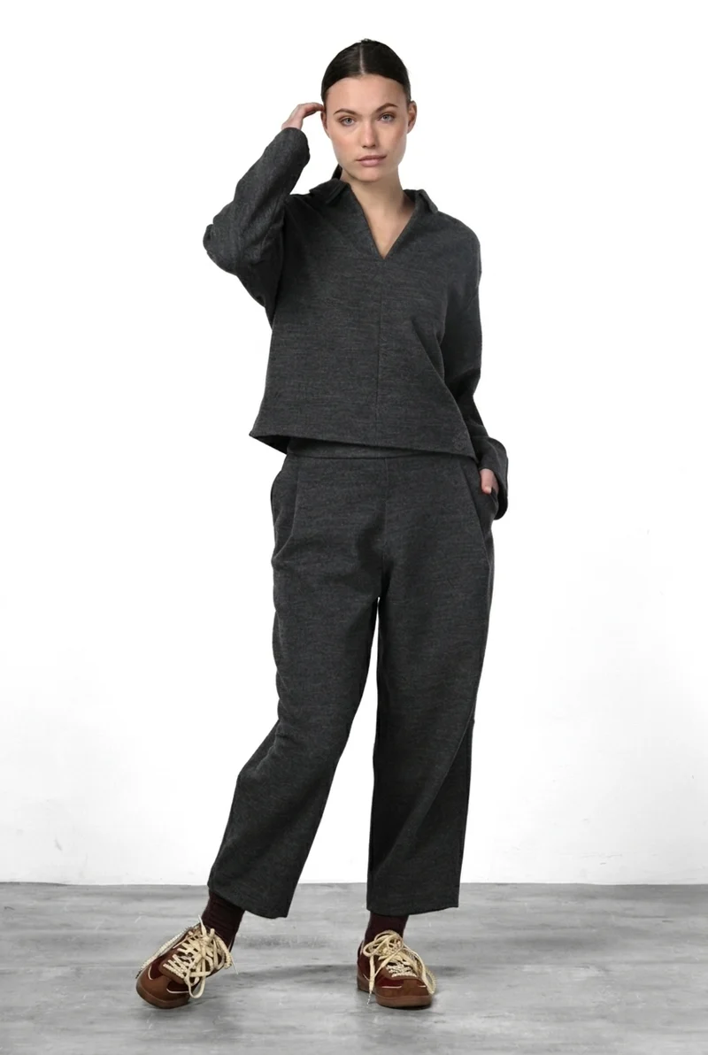 Pantalon Chino Femme en Tissu Jersey Coupe Balloon