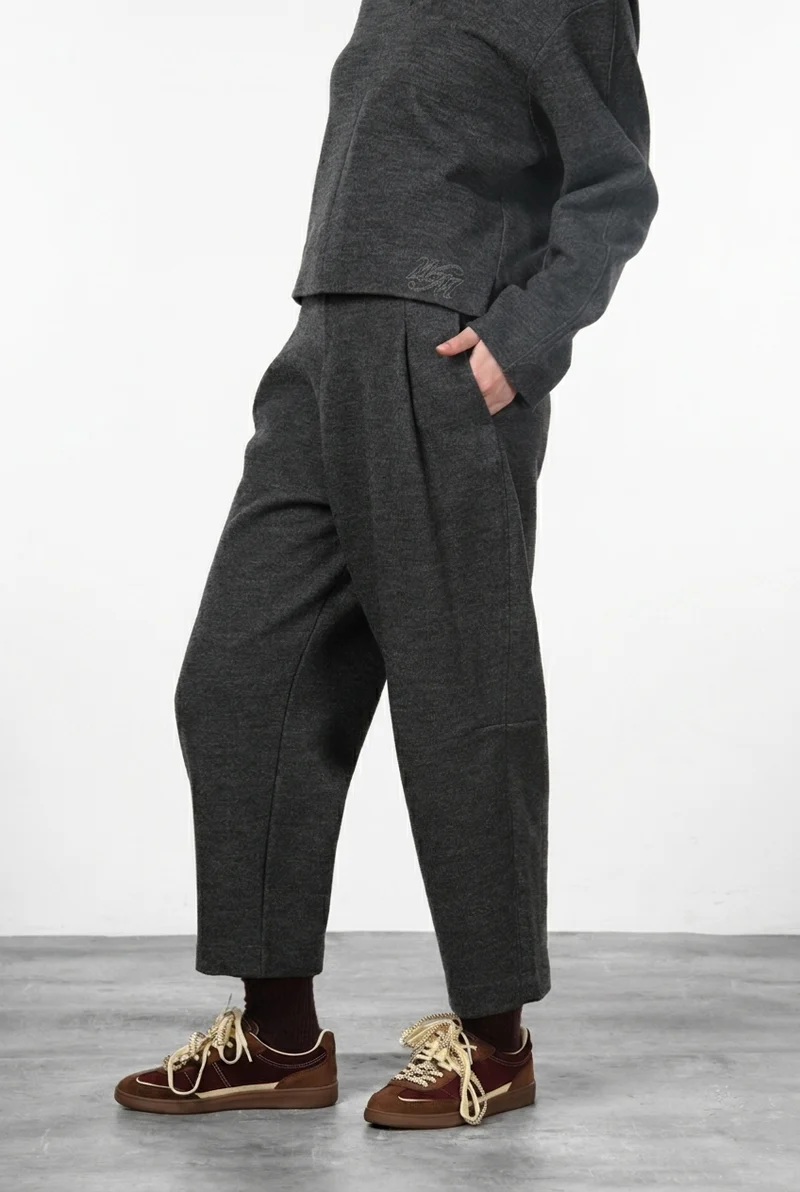 Pantalon Chino Femme en Tissu Jersey Coupe Balloon