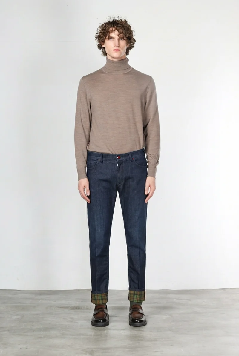 Pantalon Harris homme 5 poches en denim Prince-de-Galles regular fit
