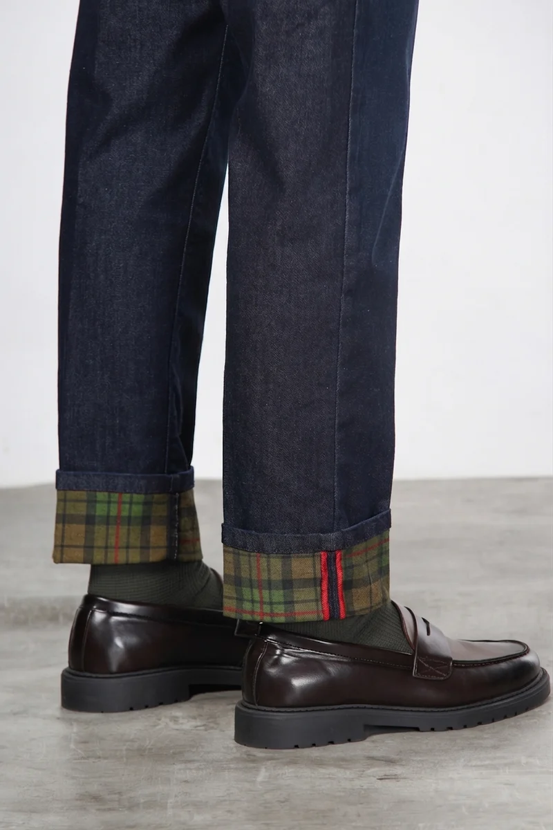 Pantalon Harris homme 5 poches en denim Prince-de-Galles regular fit