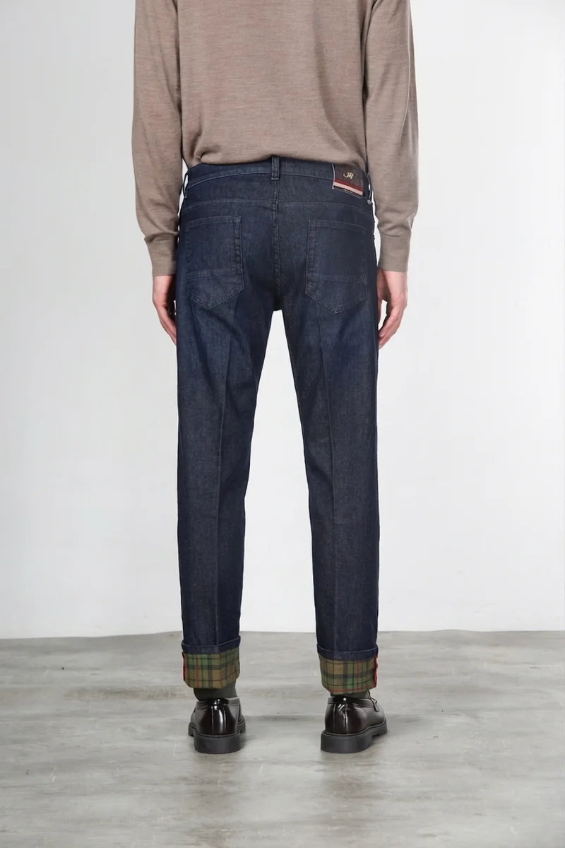 Pantalon Harris homme 5 poches en denim Prince-de-Galles regular fit