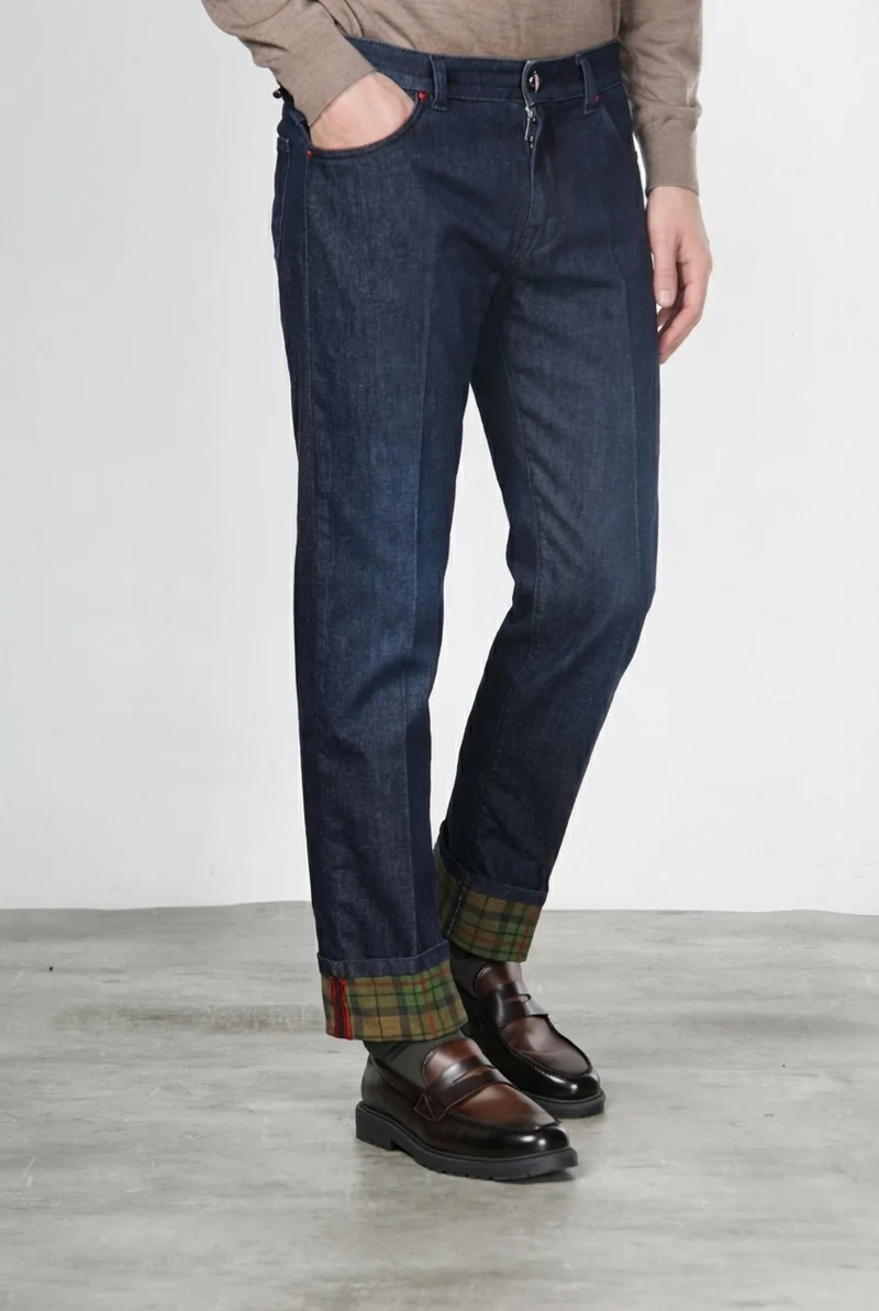 Pantalon Harris homme 5 poches en denim Prince-de-Galles regular fit