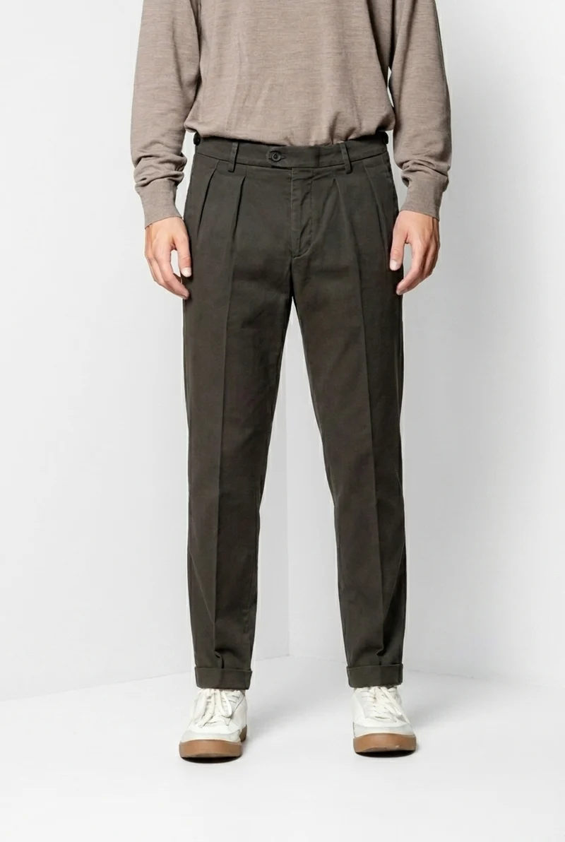 Don Johnson 2 Pinces pantalon chino homme en bull carrot fit