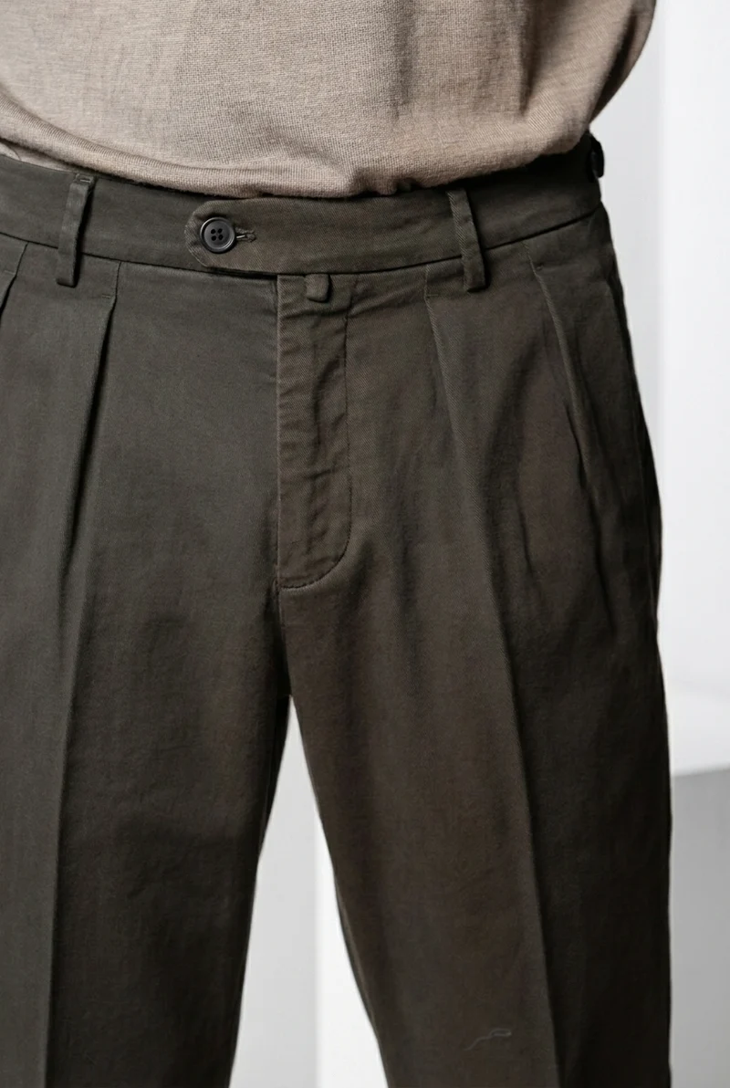 Don Johnson 2 Pinces pantalon chino homme en bull carrot fit